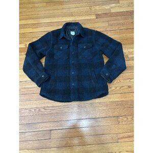 Gap Mens Fleece Button Down Quilted Lined Shirt Jacket Sz Medium Blue Plaid